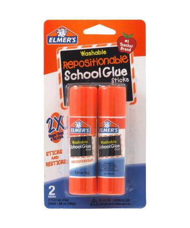 Elmer's Repositionable Washable School Glue Stick 0.53 Ounce 2 Count