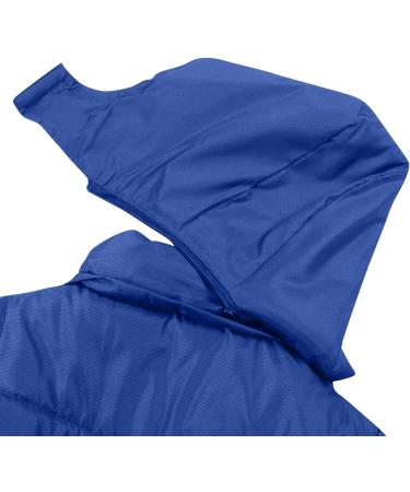Winter Men's Padded Hooded Coat | Blue X-Large Puffer Jacket with Pockets - Buy Online on SooperMarket.com