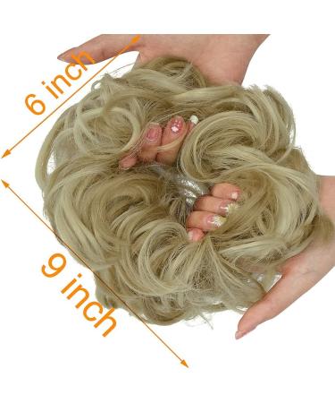 OMGREAT 2PCS Thick Updo Messy Hair Buns Curly Wavy Ponytail Extensions Ash Blonde Mix Bleach Blonde - Buy Online on SooperMarket.com