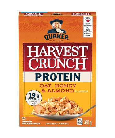 Quaker Harvest Crunch Protein Granola Cereal - Oat Honey & Almond 325g Oat Honey & Almond 325 g (Pack of 1)