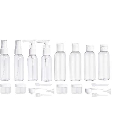 Shanitech 20 pieces of wasteland refillable liquid container for liquids accessories cosmetic products toilet articles transparent for airport safety-TSA-Air-Fights approved
