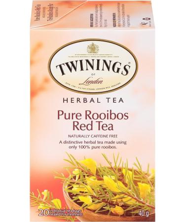 Twinings Pure Rooibos Red Individually Wrapped Tea Bags | Naturally Caffeine-Free | 20 Count (Pack of 6) | Enjoy Hot or Iced Pure Rooibos Red 20 Count (Pack of 6) - Buy Online on SooperMarket.com