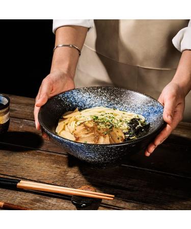 Angoily Ceramic Japanese Ramen Noodle Soup Bowls for Udon Soba Pho Asian Noodles Large Blue 8inch - Buy Online on SooperMarket.com
