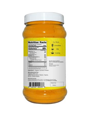 Organic Veda Turmeric Powder - 100% Pure USDA Certified Ultra-Fine Root Powder with Natural Curcumin - Premium Harvest from India - Ideal for Cooking, Milk, Smoothies (16 oz) - Buy Online on SooperMarket.com