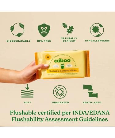 Caboo Bamboo Flushable Wipes 60 Ct Travel Packs (Pack of 3) | Eco-Friendly & Biodegradable | Septic Safe & Certified Flushable | for Adults & Kids - Buy Online on SooperMarket.com