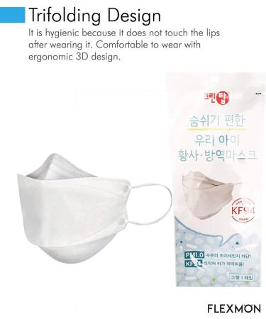 Pack of 10 Premium 3D Disposable KF94 Face Masks for Kids (Ages 3-9) - 4-Layer Filters Protective Dust Masks Individually Packed Made in Korea - Buy Online on SooperMarket.com