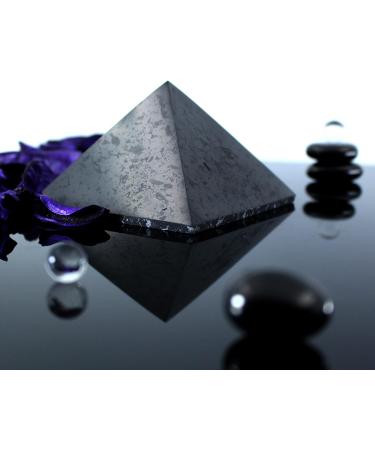 Heka Naturals 8cm Polished Shungite Pyramid Healing Crystal for Home Decor - Chakra Meditation & Negative Energy Protection - Buy Online on SooperMarket.com