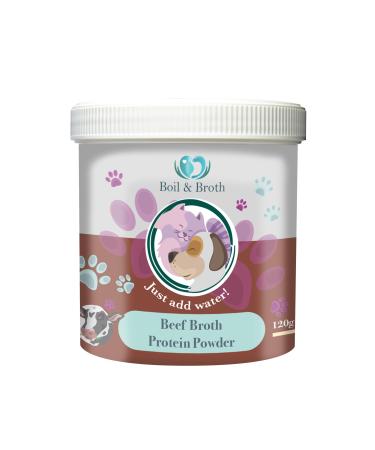Boil & Broth Beef Broth for Dogs | 100% Pure Broth Protein Powder | Up to 72 Servings | Type II Bovine Collagen | British Grass-Fed Bones | Human-Grade | Hip & Joint | Digestion | Gut Health for Dogs Beef 120.00 g (Pack of 1)
