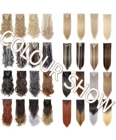 26 Clip in Hair Extensions Black to Mixed Blonde - 100% Synthetic 8pcs Straight Hair Pieces - Buy Online on SooperMarket.com