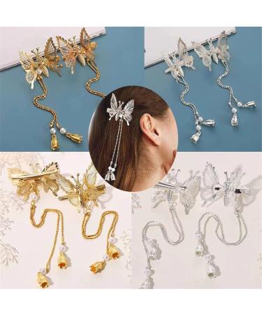 Elegant Tassel Butterfly Hairpin - Shiny Moving Hair Clip for Women & Girls | Perfect Silver Hair Accessory - Buy Online on SooperMarket.com