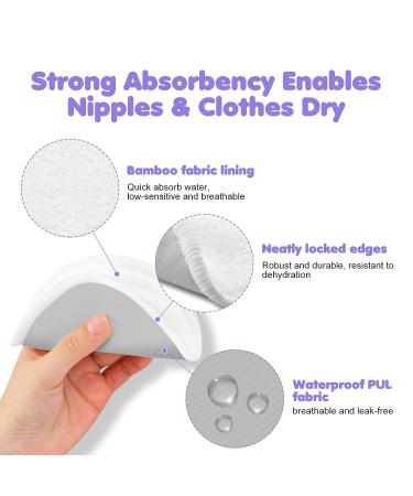 Organic Bamboo Nursing Breast Pads - 14 Pack for Breastfeeding and Maternity | Reusable, Washable, Soft & Natural | Large Nipple Pads for New Moms - Multicolor Set with Laundry Bag - Buy Online on SooperMarket.com