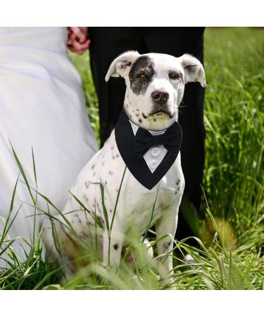 FUAMEY Dog Tuxedo Bandana with Bow Tie | Formal Wedding Attire for Dogs | Adjustable Collar for Small, Medium, Large Pets | Black-L - Buy Online on SooperMarket.com