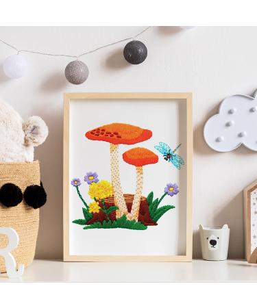 Embroidery Starter Kit: Mushroom Cross Stitch Set for Beginners - 5 Sets with Patterns, Instructions, Hoops, Needles & Threads - Buy Online on SooperMarket.com