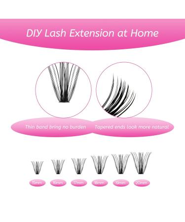 Fadlash 50D 0.07 C Curl Cluster Eyelash Extensions - 200 PCs DIY 15-20mm for Home Use - Buy Online on SooperMarket.com