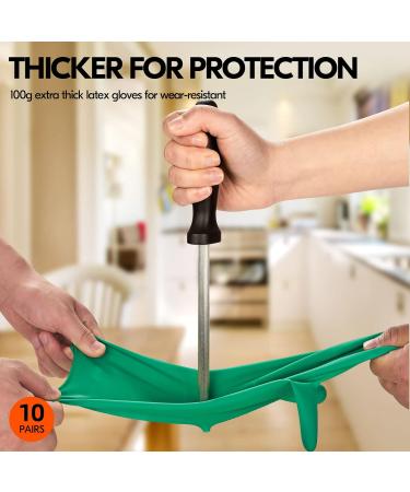 VGO 10 Pairs Reusable Kitchen Gloves - Long-Sleeved Multi-Functional Household Cleaning & Dishwashing - Green HH4601P1 - Buy Online on SooperMarket.com