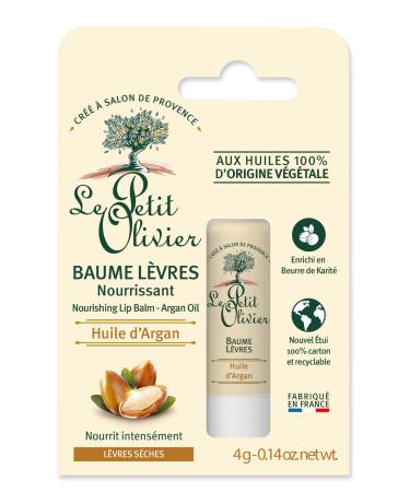 Le Petit Olivier Nourishing Lip Balm Stick - Enriched with Argan Oil - Softens and Smooths Dry Lips - Made with Natural Vegetable Oils - 0.14 oz