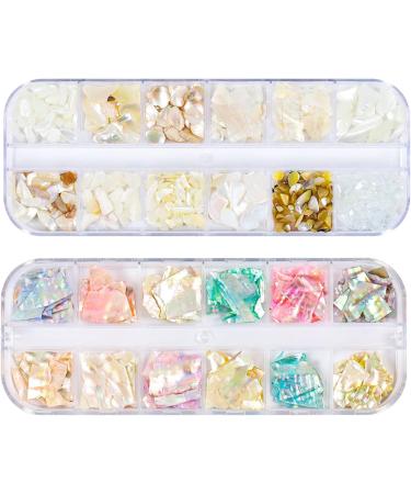 12 Colors 3D Irregular Nail Art Abalone Slices Colorful Nail Art For Shell UV Gel Nail Sequ Nail Art Shell Slices CT30 - Buy Online on SooperMarket.com