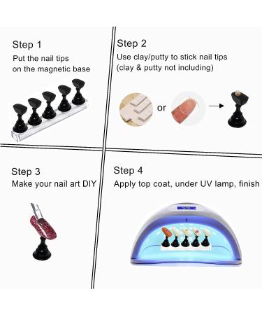 10Pcs Magnetic Nail Stand for Fake Acrylic Nails - Nail Display Practice Stands for Salon and Home DIY - Buy Online on SooperMarket.com