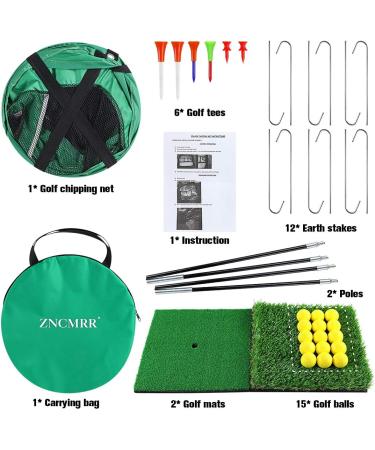 Pop Up Golf Chipping Net with 15 Training Balls and 2 Hitting Mats - Indoor/Outdoor Collapsible Portable Golfing Target for Backyard Driving and Swing - Buy Online on SooperMarket.com