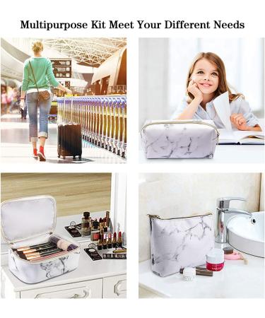 MAGEFY 3Pcs Travel Makeup Bags - Waterproof Organizer with Gold Zipper, Marble Toiletry Bags for Women - Buy Online on SooperMarket.com