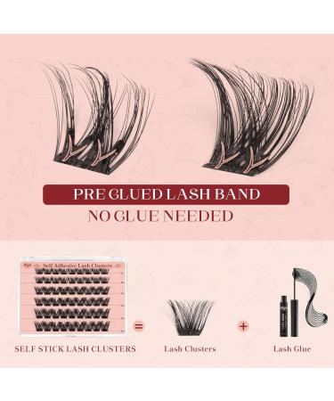 Shop Higu Clace Self Adhesive Eyelashes - 54pcs D Curl Pre-Glued Lash Clusters Kit | Easy Press On False Lashes with Tweezers - No Glue Needed (8-16mm Sparkle - Buy Online on SooperMarket.com