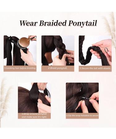 Fulang Hair 2pcs Braid Ponytail Extension - Long Light Brown Braided Hair Tie for Women - Buy Online on SooperMarket.com