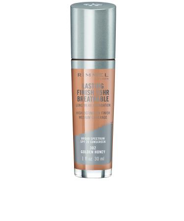 Rimmel London Lasting Finish 25HR Breathable Long Wear Foundation 302 Golden Honey 1 fl oz (30 ml)