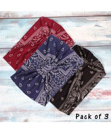 CAKURE Boho Wide Headbands Set-1 - Pack of 3 | African Turban Head Wraps for Women & Girls - Buy Online on SooperMarket.com
