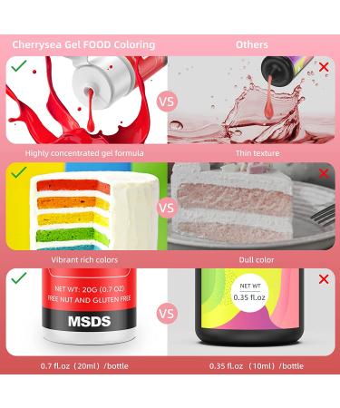 Cherrysea 12 Color Gel Food Coloring Set - Vibrant Tasteless Edible Dye for Cake Decorating & Baking - 0.7 Ounce Bottles (Pack of 12) - Buy Online on SooperMarket.com