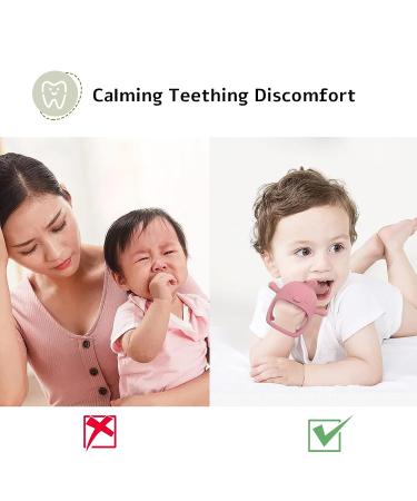 Chick Shape Baby Teething Toys | Food-Grade Silicone Teether for Soothing Pain Relief | Easy-to-Grip Baby Chew Toy (Dark Pink) - Buy Online on SooperMarket.com