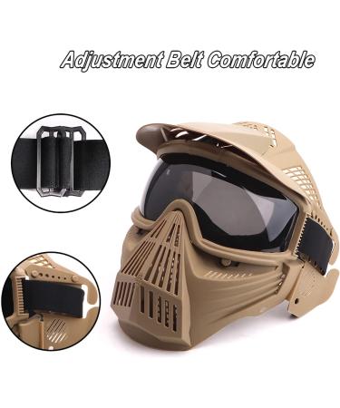 Senmortar Airsoft Mask - Full Face Tactical Protection Gear for Halloween, CS Game, Motocross - Desert & Grey - Buy Online on SooperMarket.com