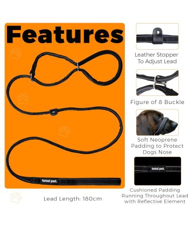Reflective Total Pet Figure of 8 Dog Lead - Anti-Pull Slip Lead with Padded Nose Support | 180cm - Buy Online on SooperMarket.com