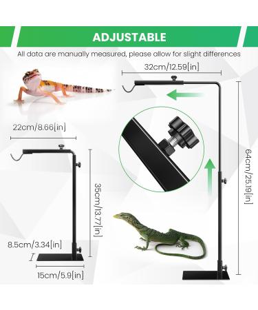 BrightArk Adjustable Reptile Heat Lamp Stand | Small Dome Lamp Bracket for Tortoise, Lizards, Bearded Dragon | 14-24 Inches Hanging Light Stand | Black - Buy Online on SooperMarket.com