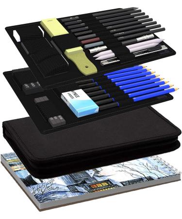 41-Piece Sketch Pencils Set with Sketchbook | Complete Artist Kit for Kids, Teens, and Adults | Professional Drawing Set with Erasers, Pastels, and Case - Buy Online on SooperMarket.com