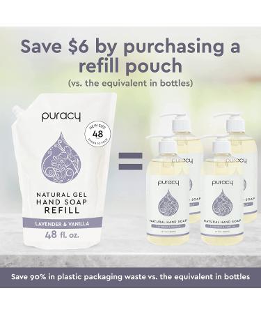 Puracy Organic Lavender & Vanilla Hand Soap Refill - 48oz Moisturizing Gel - Natural Liquid Soap for Soft Skin - Buy Online on SooperMarket.com
