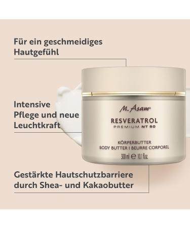 M. Asam Resveratrol Premium NT50 Body Butter (300ml) - Rich Moisturizer for Smooth Radiant Skin | Ideal for Normal & Very Dry Skin - Buy Internationally - Buy Online on SooperMarket.com