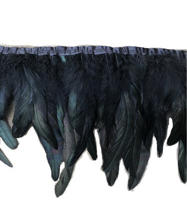 Shekyeon 2yards Rooster Feather Fringe Trim for Costume Decoration (Black)