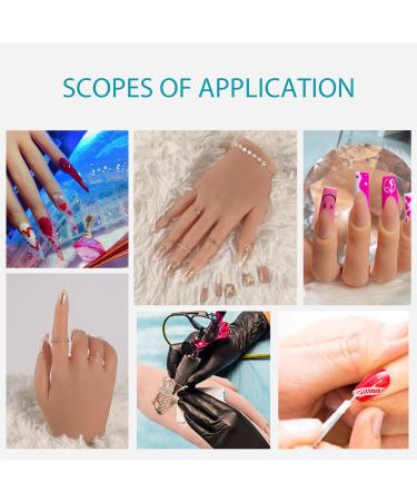 YEEFAIRY Silicone Practice Hand for Acrylic Nails | 528pcs Nail Tips | Soft Realistic Mannequin Hand for Nail Art Practice | Flexible Bendable Fake Hand for Tattoo & Jewelry Display (Bronze, Left) - Buy Online on SooperMarket.com
