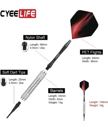 16g CyeeLife Soft Tip Darts Set with 42 Flights and 100 Plastic Points - Buy Online on SooperMarket.com