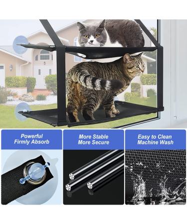 Cat Window Perch - Double Cat Hammock Seat for Large Cats | Durable & Safe Window Mounted Cat Bed | Space Saving Design | 6 Suction Cups | Suitable for Large & Small Cats - Buy Online on SooperMarket.com