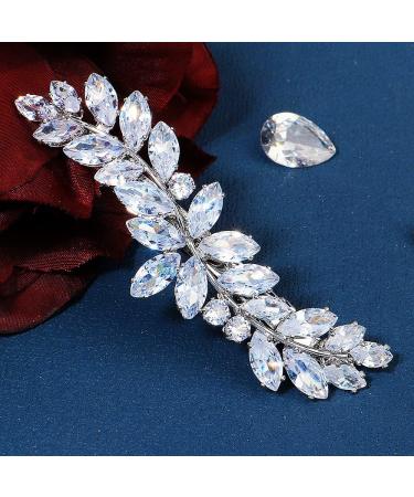 Chargances Crystal Hair Barrette Sparkly Zircon Rhinestone Hair Clip French Design Bridal Hair Clips Elegant Hair Accessories for Women Girls
