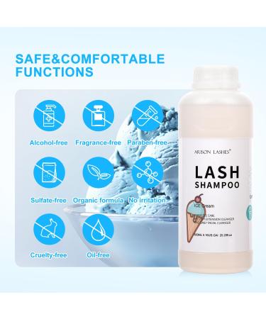 ICE CREAM Eyelash Extension Shampoo 600ml - Paraben & Sulfate Free Foaming Cleaner for Extensions & Natural Lashes - Safe for Professional & Self-Use - Buy Online on SooperMarket.com