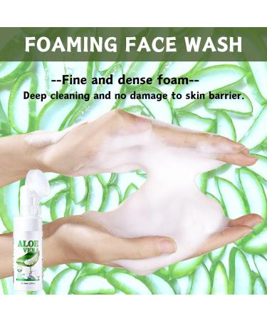 Trendyfave Aloe Vera Gel Foaming Cleanser Face Wash Natural Acne Face Wash Built-In Silicone Cleaning Brush For Acne Prone & Oily Skin Exfoliating Face Wash - Soothe Purify Facial Skin Care - Buy Online on SooperMarket.com
