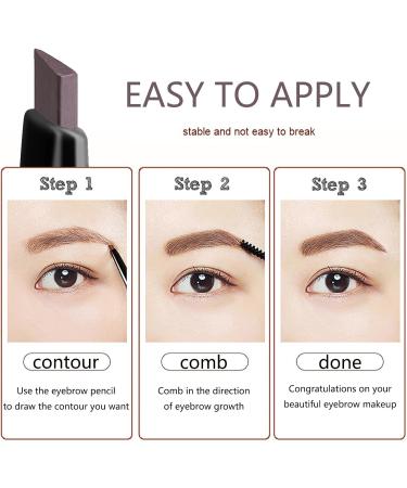 Dual-Sided Rapid Brow Eyebrow Pencil Set - Fine Tip Sweatproof Brow Pen with Combs (Black, 2 Pcs) - Buy Online on SooperMarket.com