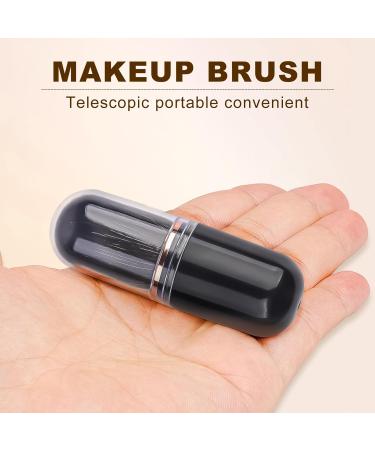 Retractable Kabuki Brush - Cute Capsule Travel Makeup Brush for Liquid Foundation & Powder - Perfect for Contour & Blush - Black - Buy Online on SooperMarket.com