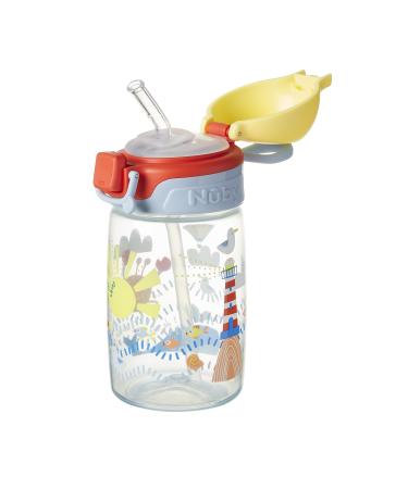 Nuby Super Straw Water Bottle - No Spill Active Toddler Sippy Cup | 360ml / 12oz | Carry Handle | Dishwasher Safe | Suitable Beaker for 12-18 Months Plus (Sunshine)