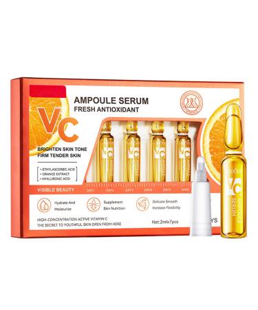 Vitamin C Serum for Face Concentrated Ampoules Vit C Serum Anti Ageing & Anti Wrinkle Serum Brightening Serum for Dull Tired Skin Powerful Antioxidant Protection face serum 7x2ml Ampoule Serum