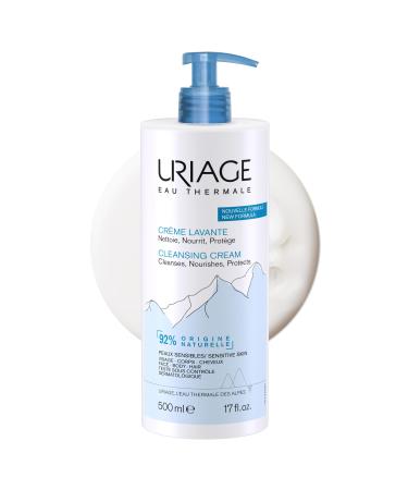 Uriage Cleansing Cream |Hydrating Facial Cleanser with 1/3 Nourishing Milk | Suitable for Babies Children and the most sensitive skins - Soap-Free non foaming wash delicate scent 17 Fl Oz (Pack of 1)