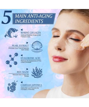 Natural Marine Collagen & Hyaluronic Acid Eye Masks - 18 Pairs Anti-Aging Pads for Dark Circles & Swollen Eyes - Buy Online on SooperMarket.com