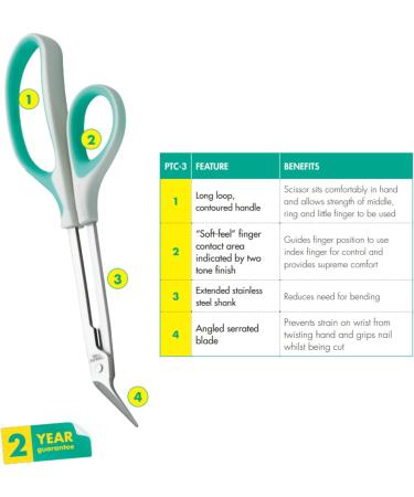 PETA Easi-Grip Long Reach Toe Nail Cutter - Ergonomic Soft-Feel Handle, Extended Length for Weak Hands, Elderly, Tremors - Buy Online on SooperMarket.com
